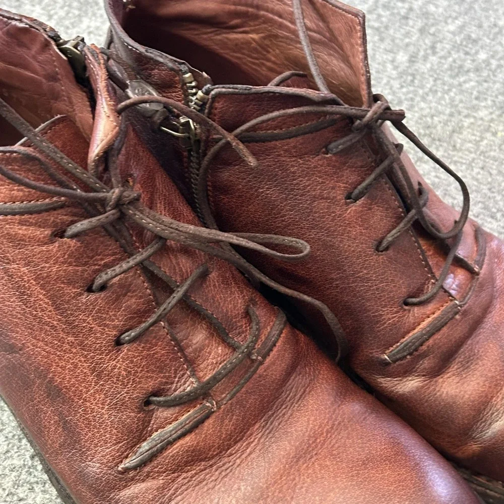 Maledetti Toscani Boots Mens Size 8 Brown Leather Ankle Chukka Side Zip Italy